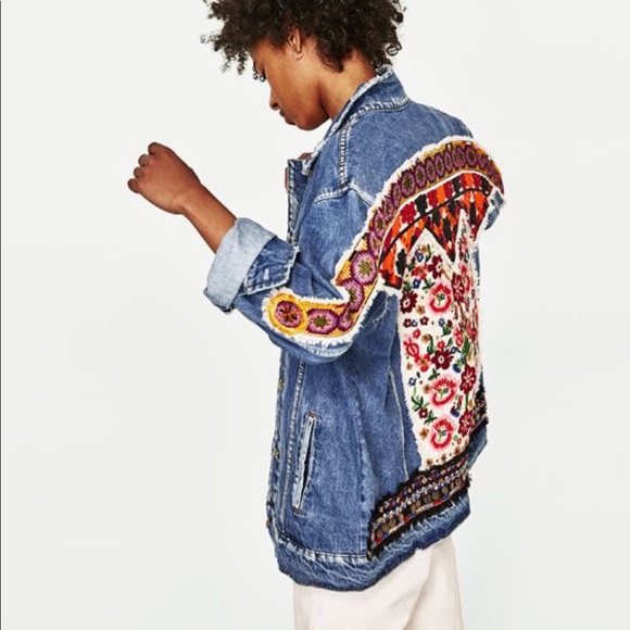 Zara embroidered denim jacket Clearance